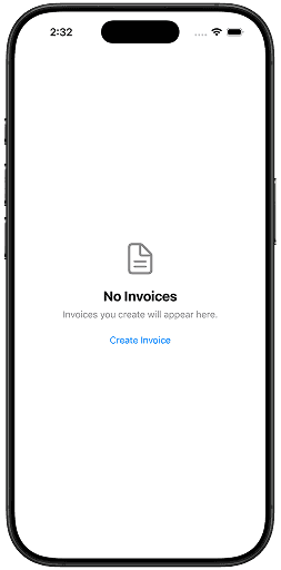 empty invoice screen example output
