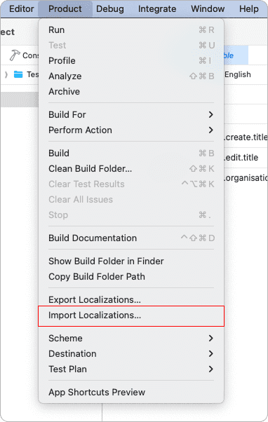 import localization dialog