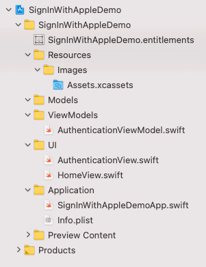 apple singin project structure